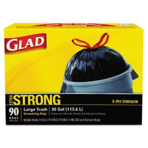 GLAD 70313 Drawstring Outdoor 30-Gallon Trash Bags, 1.05 Mil, 30