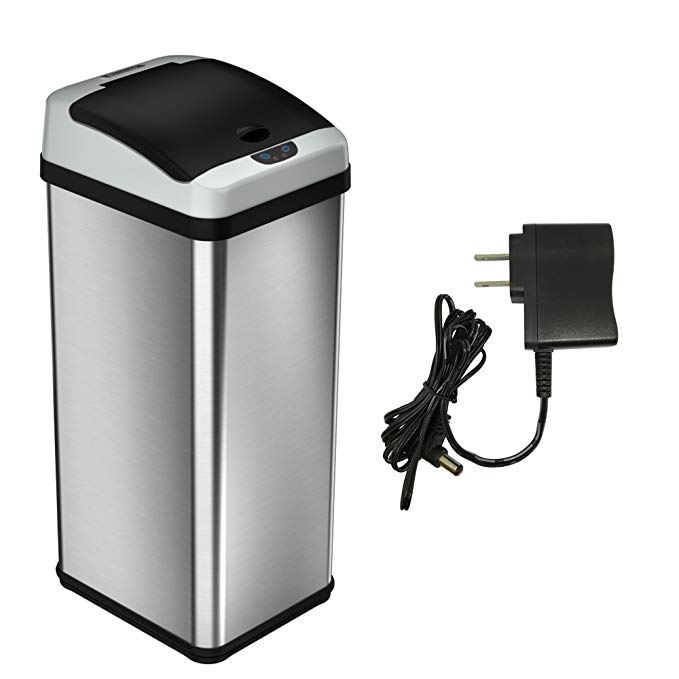 iTouchless 13 Gallon Stainless Steel Touchless Trash Can with AC Adapter, Platinum Limited Edition, Odor Control System, 49 Liter Kitchen Bin