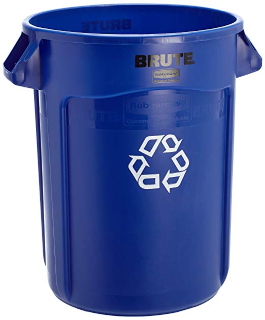 Rubbermaid Commercial Products FG263273BLUE Brute Recycling Container with Venting Channels, 32 gal, Blue
