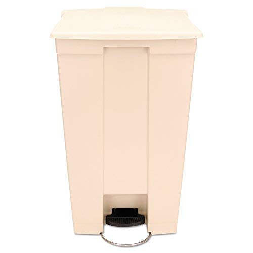 Rubbermaid Commercial FG614600BEIG HDPE Step-On Mobile Trash Can, 23-Gallon Capacity, Beige