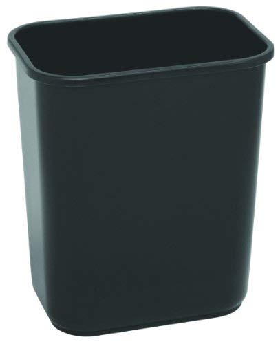 CMC 2818BK Black Plastic Commercial Rectangular Wastebasket, 28-1/8 quart Capacity, 14-1/2
