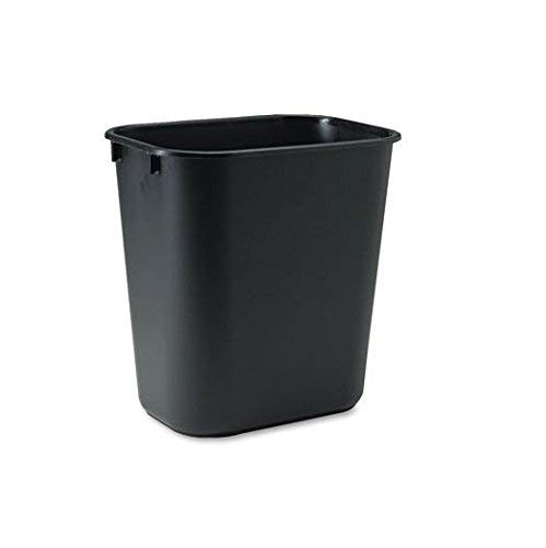 Rubbermaid 295500BK Deskside Plastic Wastebasket, Rectangular, 3 1/2 gal, Black