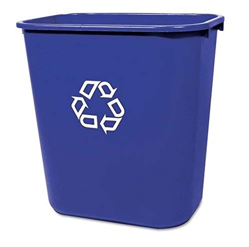 Rubbermaid® Commercial - Medium Deskside Recycling Container, Rectangular, Plastic, 28 1/8 qt, Blue - Sold As 1 Each - Use beside wastebasket.