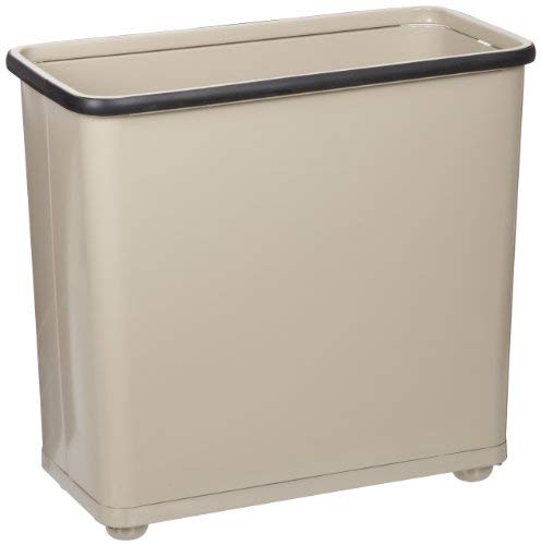 Rubbermaid Commercial Steel Open-Top Waste Basket, Rectangular, 7 ½ Gallon, Almond, FGWB30RAL