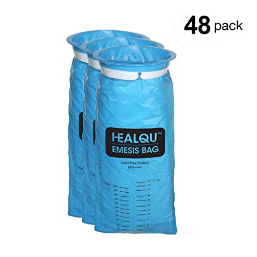 Emesis Bags, Disposable Vomit Bag, Blue Disposable Emesis Bag By HealQu (48 Bags)