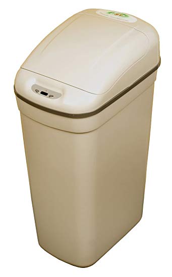 Ninestars DZT-33-1GY Automatic Touchless Infrared Motion Sensor Trash Can, 8 Gal 33L, ABS Plastic Base (Rectangular, Grey Lid)