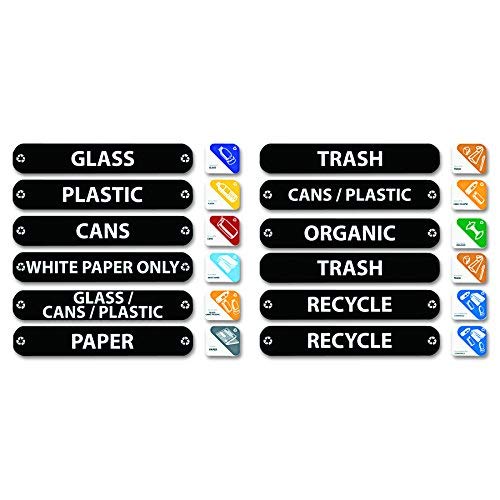 Rubbermaid Commercial 1792975 Recycle Label Kit, 44 Labels in Three Languages, 8 x 1-1/2