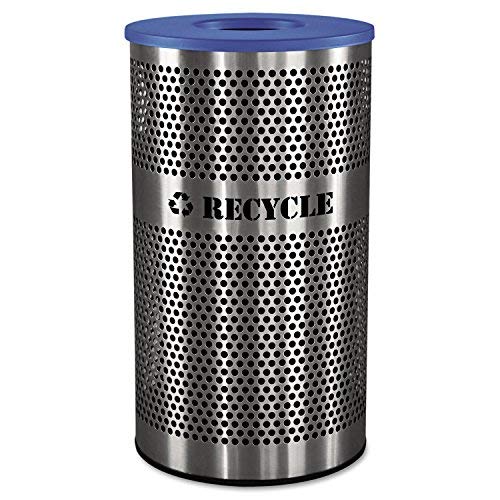 Ex-Cell Kaiser VCR-33 PERF SS Venue Collection Outdoor Perforated Stainless Steel Recycle Receptacle, 33 Gallon Capacity, 18-1/4
