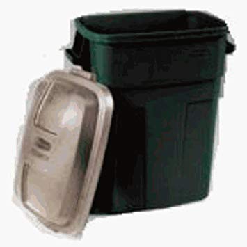 Rubbermaid Roughneck Trash Container 30 Gal Rectangular Plastic Evergreen, Gold