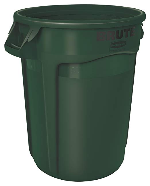 Rubbermaid Commercial BRUTE Heavy-Duty Round Waste/Utility Container with Venting Channels, 10-gallon, Green (FG261000DGRN)