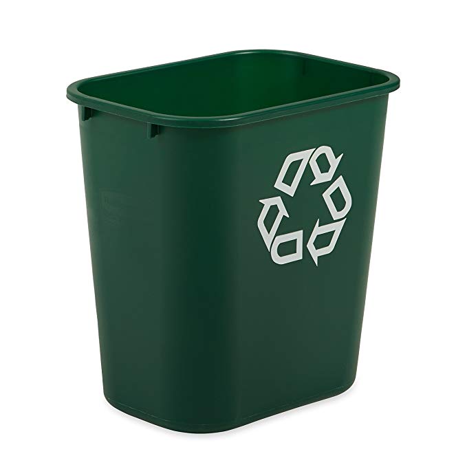 Rubbermaid Commercial Products Deskside Recycler, Green, Medium, FG295606GRN