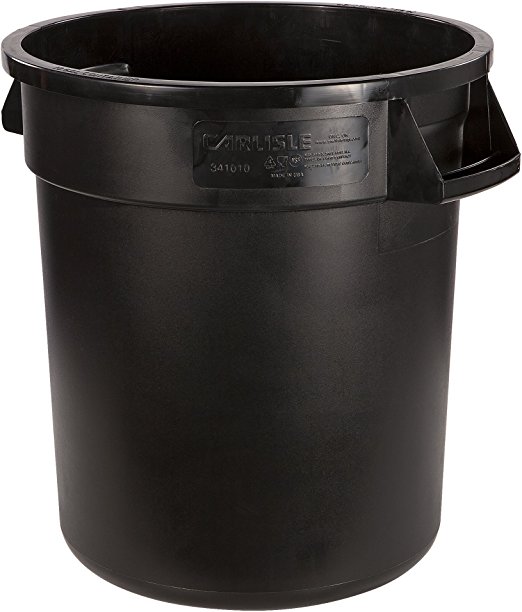Carlisle 34101003 Bronco Round Waste Container Only, 10 Gallon, Black