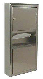 Bobrick 3699 ClassicSeries Stainless Steel Surface-Mounted Paper Towel Dispenser/Waste Receptacle, Satin Finish, 2 Gallon Capacity, 14-1/4