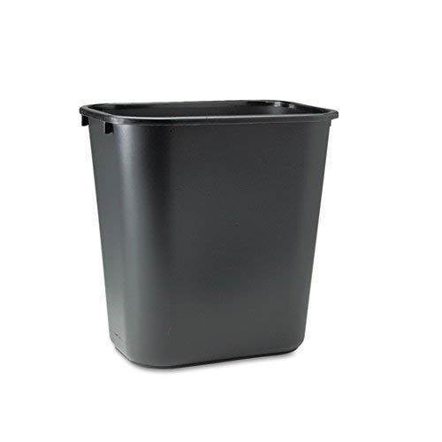 Rubbermaid Commercial Deskside Plastic Wastebasket, Rectangular, 7 gal, Black - one waste receptacle.