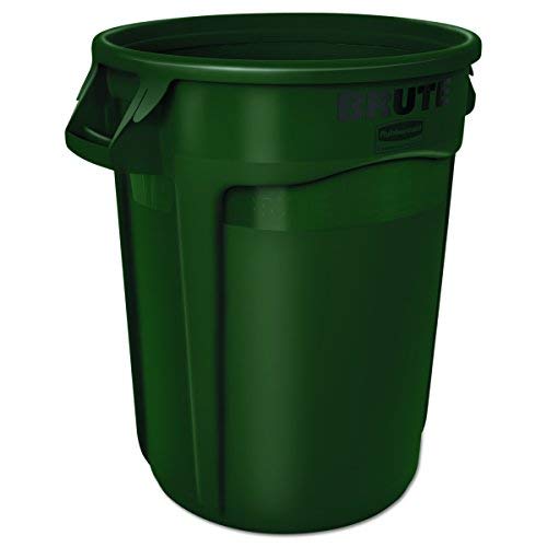 Rubbermaid Commercial 2632DGR Round Brute Container, Plastic, 32 gal, Dark Green