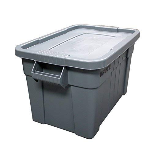 3 X Rubbermaid Commercial FG9S3100GRAY Brute Tote with Lid, 20-Gallon Capacity, Gray