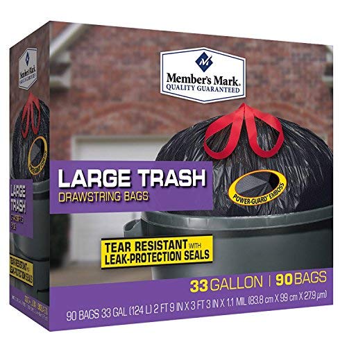Member's Mark 33-Gallon Power-Guard Drawstring Trash Bags (90 ct.) - Trash Bags