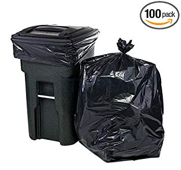 Plasticplace Extra Heavy Trash Bags Roll, 2.7 Mil, 65 gal, Black, Pack of 100