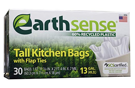 Earthsense Flap Tie Tall Kitchen bags by AEP Industries Inc., 13 Gallon size (Pack of 30)