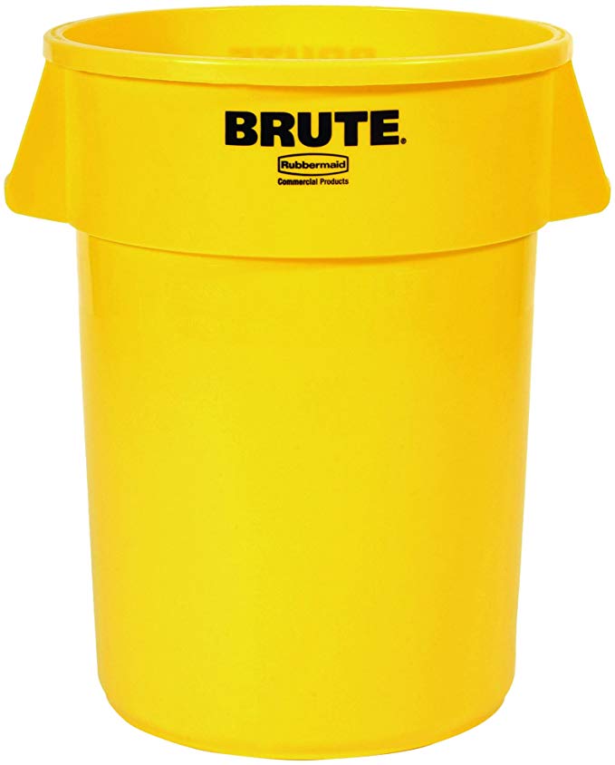 Rubbermaid Commercial FG264300YEL Brute LLDPE Heavy-Duty Trash Can without Lid, 44-gallon, Yellow
