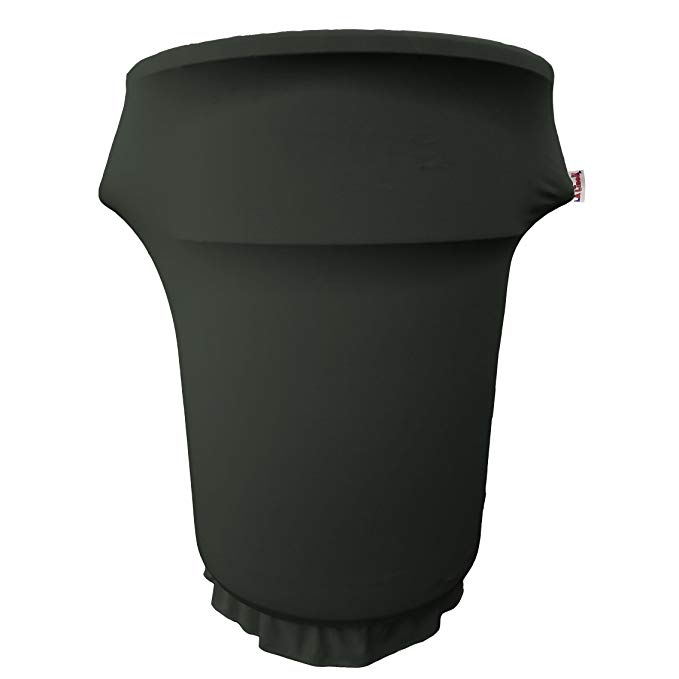 LA Linen SpandexCover55Gwheels_BlackX24 Spandex Cover fitted for 55 Gallon Trash can on wheels, Black