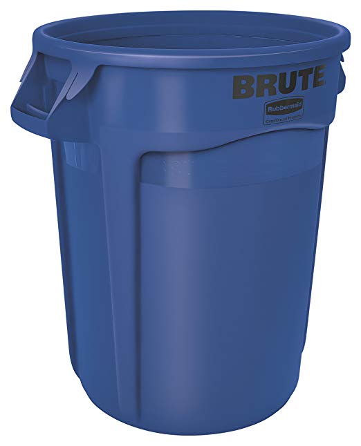 Rubbermaid Commercial BRUTE Heavy-Duty Round Waste/Utility Container with Venting Channels, 10-gallon, Blue (1779699)