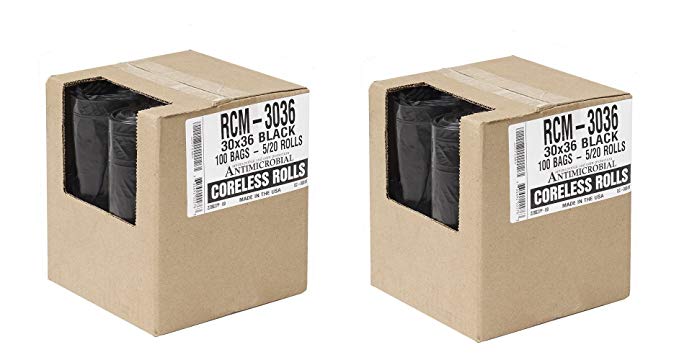 Aluf Plastics RCM-3036 Coex + Microban Low Density Blend Star Seal Bag on Coreless Roll, 20-30 Gallon Capacity, 36