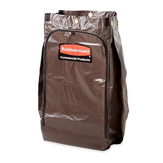 Rubbermaid Commercial Zippered Vinyl Bag for Rubbermaid Carts, Brown, FG619300BRN