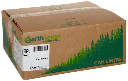 Earthsense Commercial RNW4860 Recycled Can Liners, 45 Gallon, 1.65 Mil, 40w x 46h, Black, Roll of 10 Bags (Case of 10 Rolls)