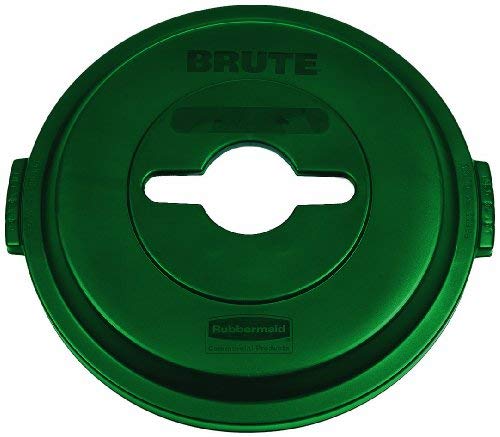 Rubbermaid Commercial 1788471 BRUTE Heavy-Duty Round Waste/Utility Container, 32-gallon Single-Stream Recycling Lid, Green