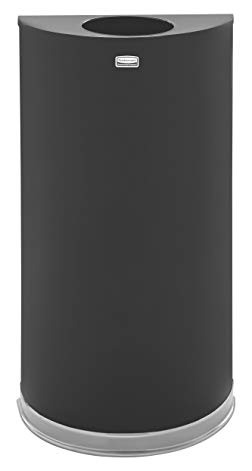 Rubbermaid Commercial European and Metallic Series Open Top Receptacle, Half-Round, 12 Gallons, Black/Chrome (SO1220B)
